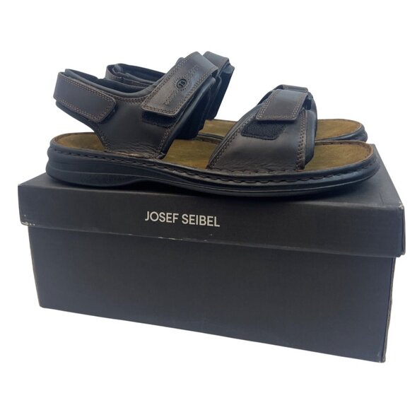 Josef Seibel Rafe Sandals Brown Leather (10104) Mens size 44 - Picture 1 of 11